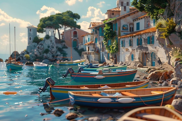 Quaint coastal villages dotted with colorful boats