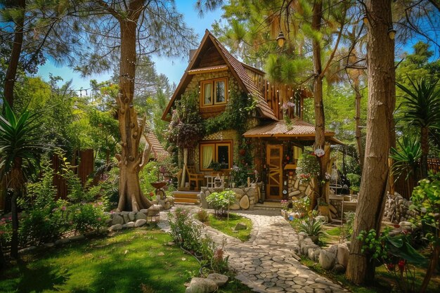 A quaint countryside cottage nestled amidst rustic surroundings exuding charm and coziness