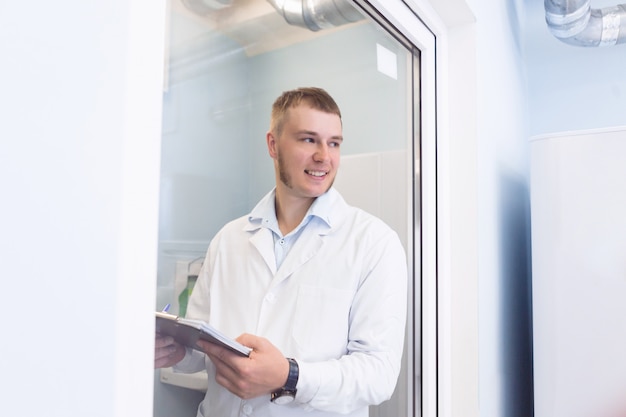 Quality inspector inspecting a laboratory