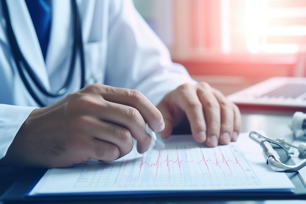 Quality Medical Services Male Doctor In Uniform Taking Notes or checking reports while Standing