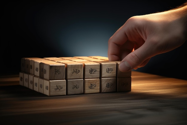 Quality warranty concept with wooden cubes