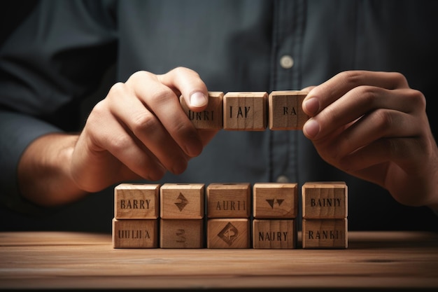 Quality warranty concept with wooden cubes