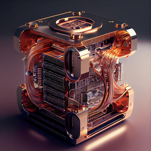 量子コンピューターの抽象的な未来的なイメージ