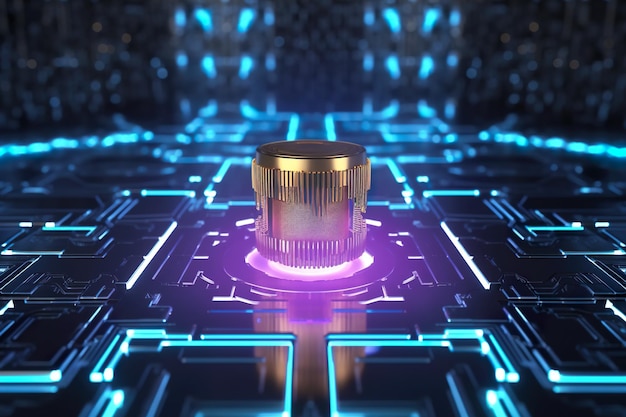 Quantum computer close up futuristic technology generative ai image