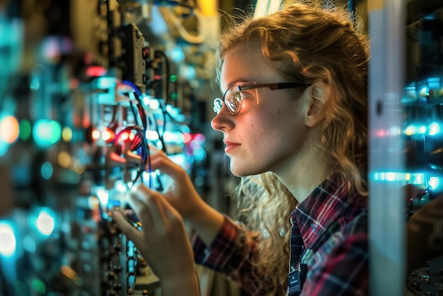 Quantum computer ingenieur kalibreren qubits in een geavanceerd laboratorium finetuning quantum algor
