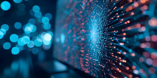 quantum computer particle behavior controlled by code closeup of computer screen concept quantum computing particle behavior controlled code computer screen closeup