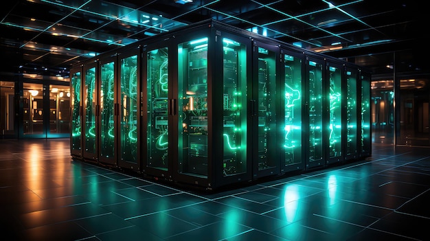 Foto sistema informatico quantistico in un data center sicuro