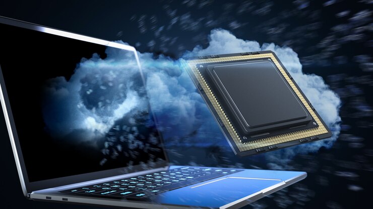 फोटो quantum computer technology concept with cpu chip