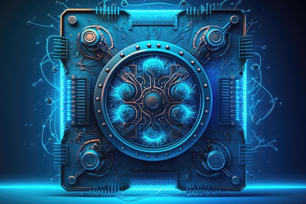 양자 컴퓨팅 파란색 배경