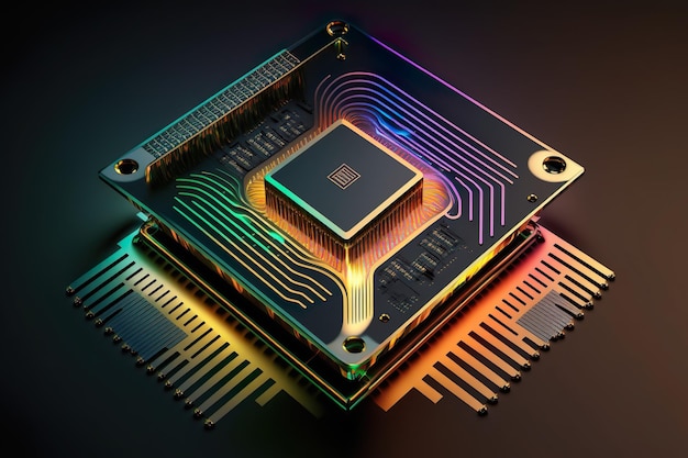 Quantum Computing Chip Processor for Quantum Computers Motherboard digital chip Generative AI