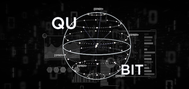 quantum computing concept with qubit icon 3d rendering