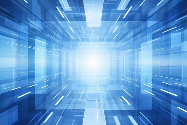 Quantum computing data storage blockchain network blue background
