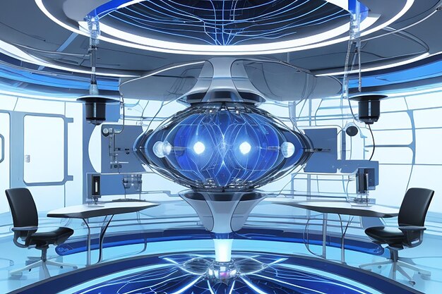 Quantum Entanglement Futuristic Science Lab