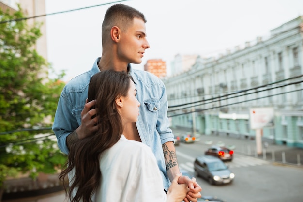 Photo quarantine lockdown, stay home concept - young beautiful caucasian couple