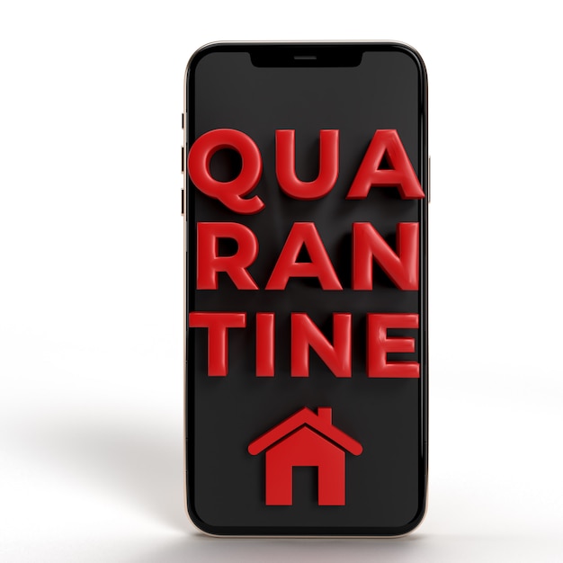 Quarantine Text Concept with Smartphone