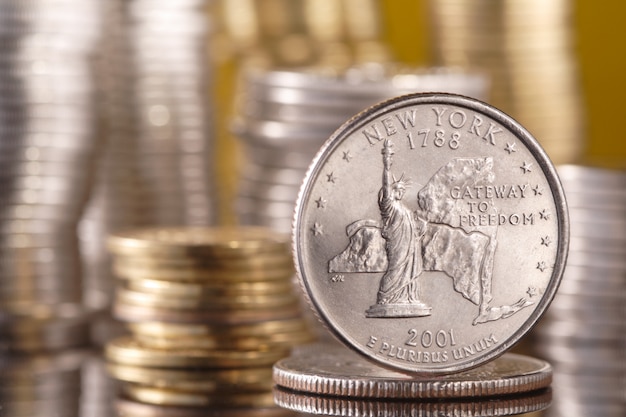 quarter dollar on glass table