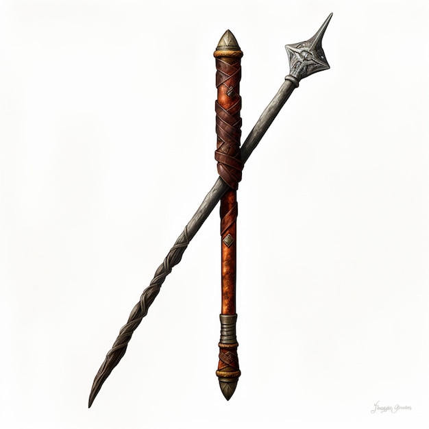 Quarterstaff with white background high quality ult