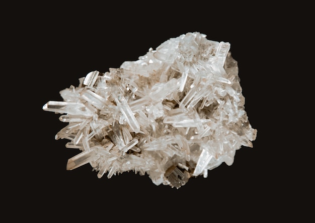 Quartz gemstone isolated on a black background