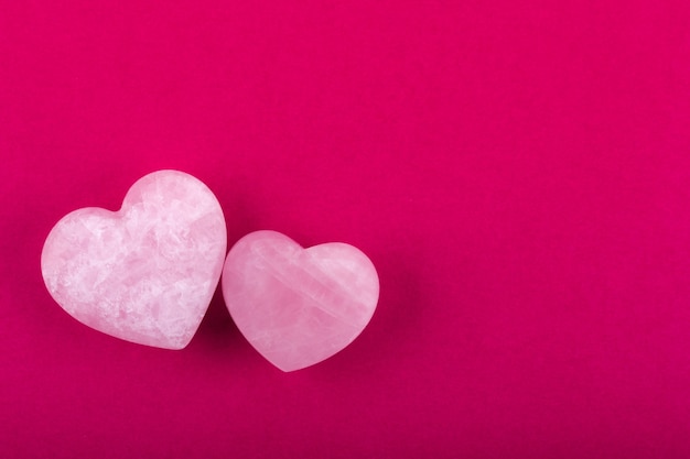 Quartz hearts on fuchsia