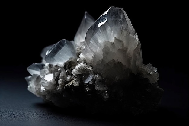 Quartz is a rare precious natural stone on a black background AI generated Header banner mockup with