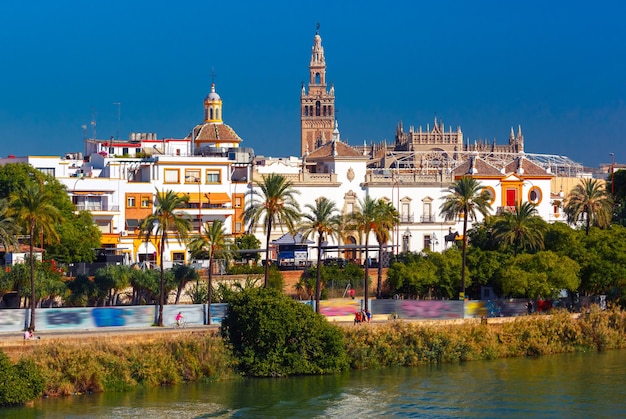 Quay of Guadalquivir and Giralda Seville  Spain