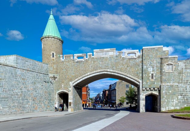 Quebec city downtown social hub shopping district cafes and restaurants and old french architecture