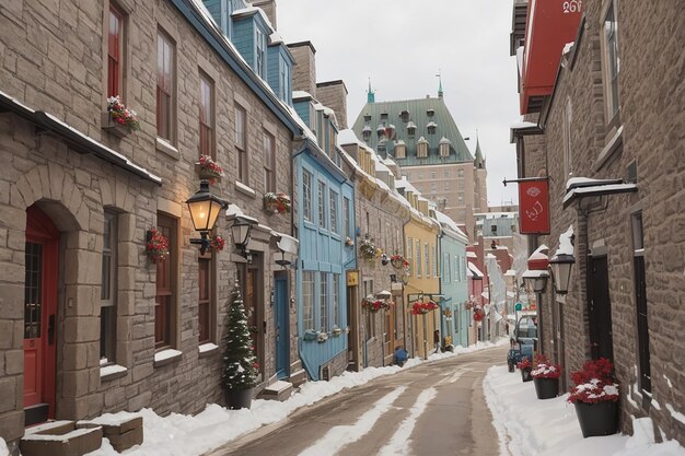 Foto vecchia strada della città di quebec