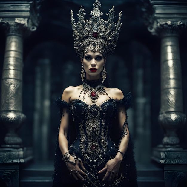 Photo queen of the damned posing in a throne room wearing her crown