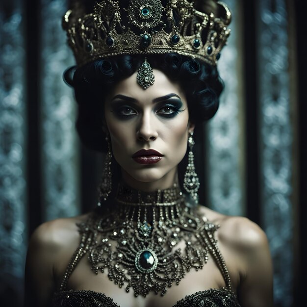 Photo queen of the damned posing in a throne room wearing her crown