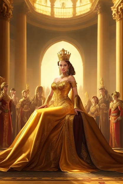 queen in golden gown