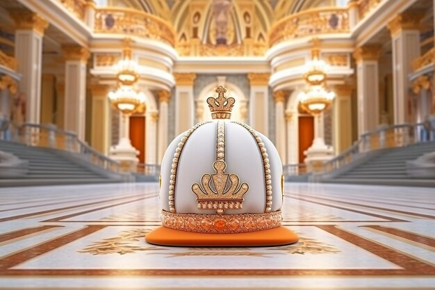 Photo queen hat mockup in elegant ballroom