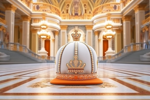 写真 queen hat mockup in elegant ballroom