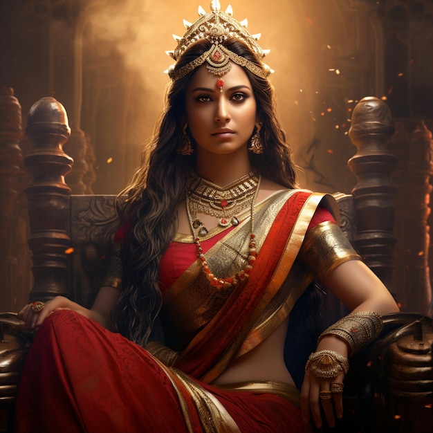 Queen of Hearts the Enigmatic Aura of an Indian Queen Radiating Beauty and Benevolence