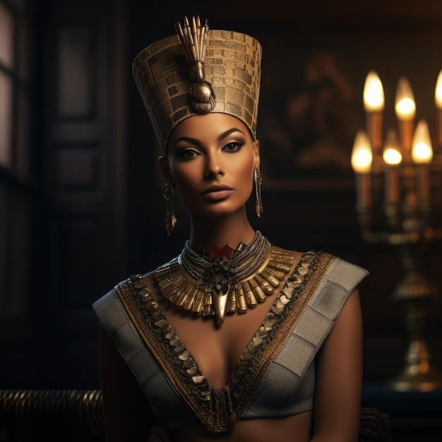 Queen Nefertiti Of Egypt In Her Elegant Regal Attire Exuding Beauty And Grace Generative AI