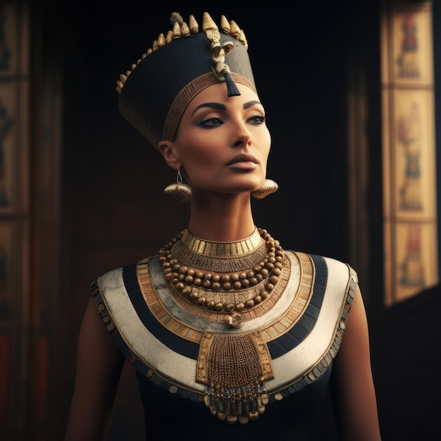 Queen Nefertiti Of Egypt In Her Elegant Regal Attire Exuding Beauty And Grace Generative AI
