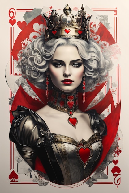 Queen of Hearts speelkaart op maat Vintage illustratie