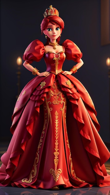 Queen wearing red gown