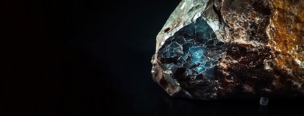 クエンステダイト (Quenstedtite) は人工知能 (AI) によって作成された黒い背景の希少な貴重な天然石です