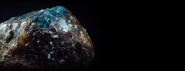 Quenstedtite is a rare precious natural stone on a black background AI generated Header banner