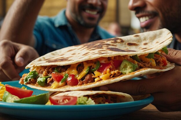 Quesadilla being enjoyed by a diver