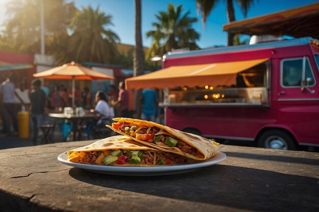 Quesadilla met een trendy food truck