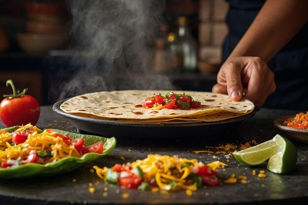 Quesadilla wordt geserveerd op een feest