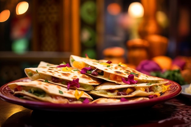 Quesadillas garnished with fresh cilantro for added fla