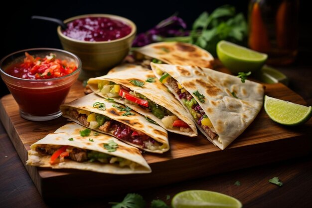 Quesadillas garnished with fresh cilantro for added fla