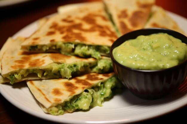 Quesadillas served with a side of creamy chipotle mayo