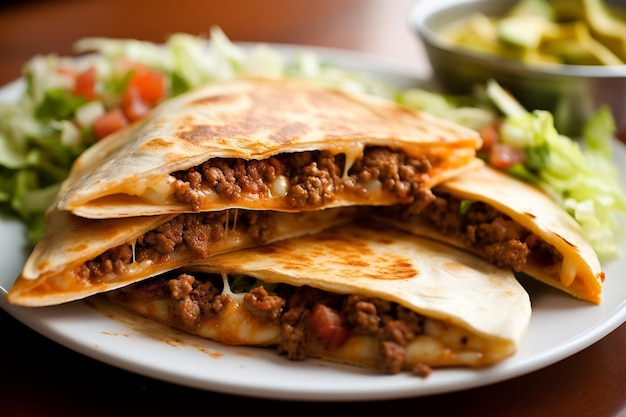 Quesadillas with wellseasoned ground beef