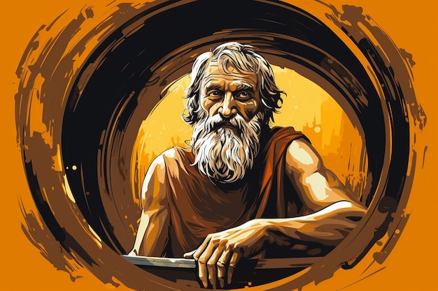 Photo quest for honesty diogenes in his barrel amidst athenians