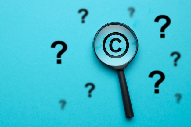 Question and answer concept in the field of copyright.