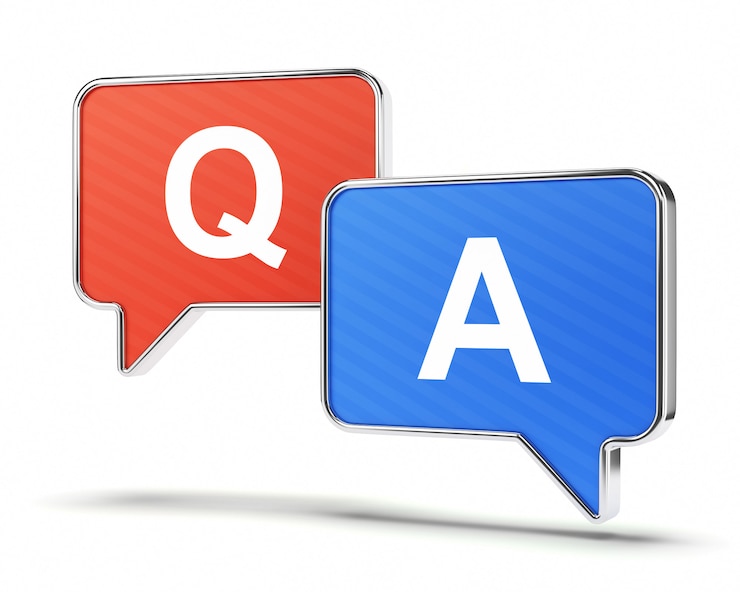 Photo question and answer speech bubbles