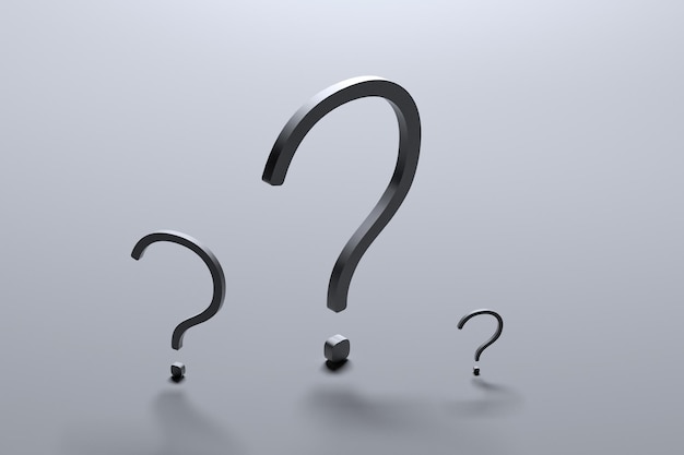 Question mark conceptQuestion mark symbol Minimalistic question mark 3D render